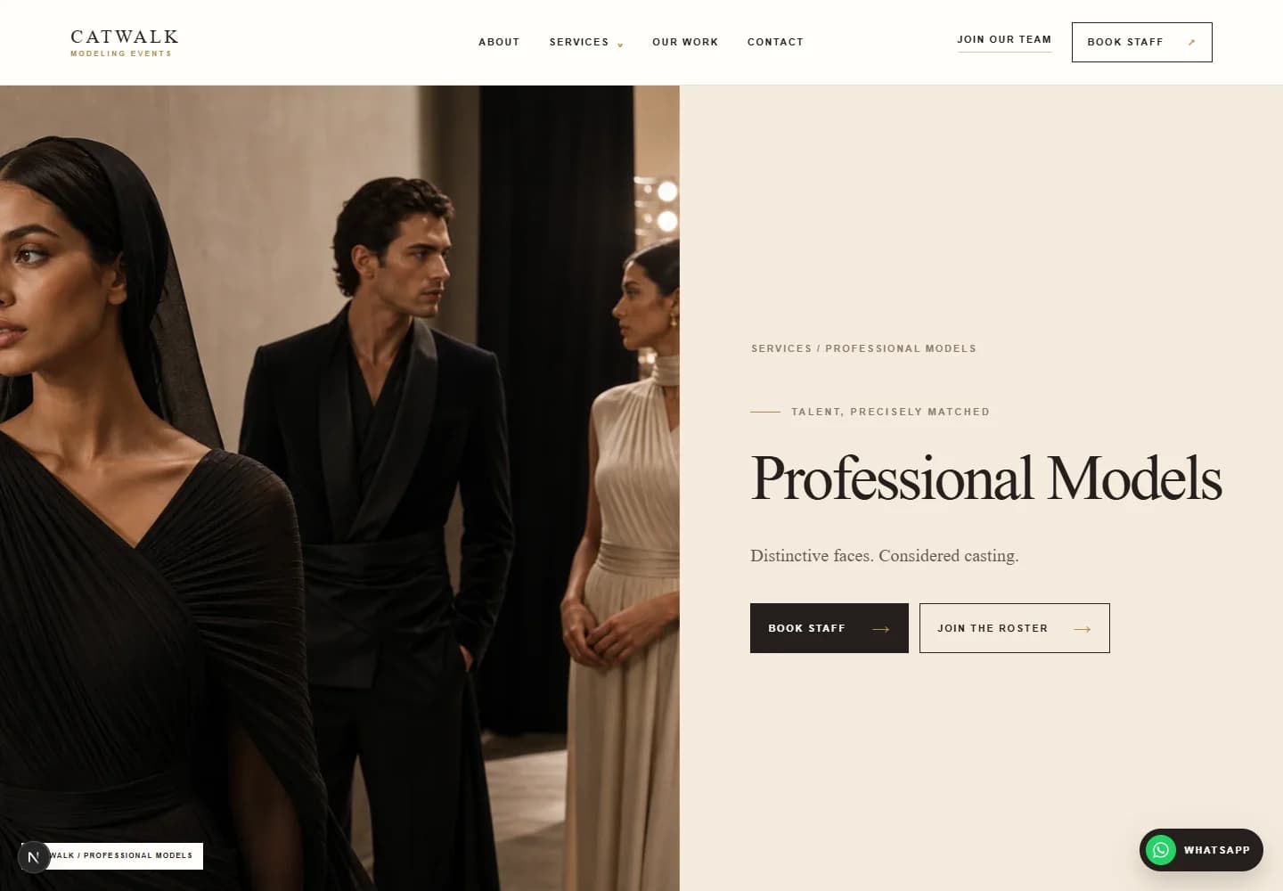 Catwalk professional models service page