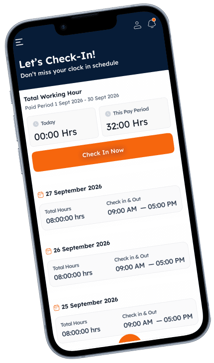 Worknize check-in screen